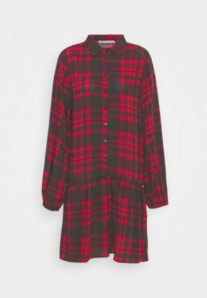 Anna Field Best Deal Oversized Shirt Klänning Dam Röda | SE-CVUXTA384