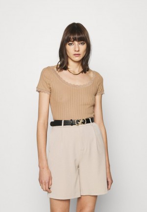 Anna Field Brand New Basic T-Shirt Dam Beige | SE-HNFYIU708