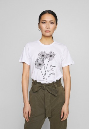 Anna Field Brand New Print T-Shirt Dam Vita | SE-WDOTYU489