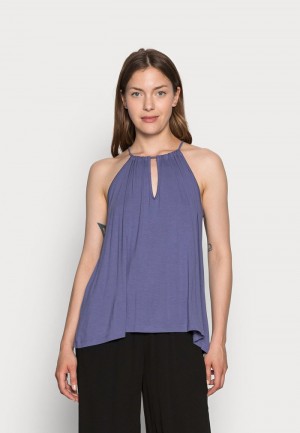 Anna Field Buy Keyhole Halterneck Top T-Shirt Dam Blå | SE-RYCOMQ413