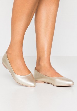 Anna Field Cheap Leather Ballet Pumps Ballerina Dam Guld | SE-CGNYFA642