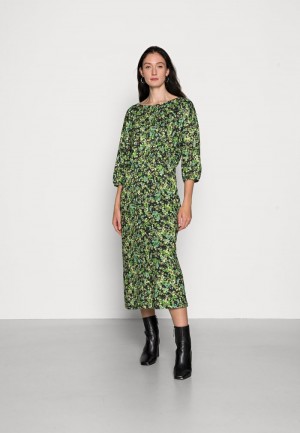 Anna Field Cheapest Quarter Sleeves Elevated Vanliga Midi Klänning Dam Svarta | SE-KSBYXZ032