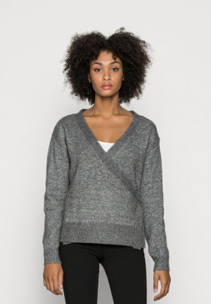 Anna Field Hot Sale Loose Fit Wrap Jumper Pullover Dam Mörkgrå | SE-IGYKAW408