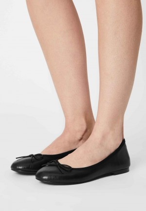 Anna Field New Leather Ballet Pumps Ballerina Dam Svarta | SE-FBGPTE098