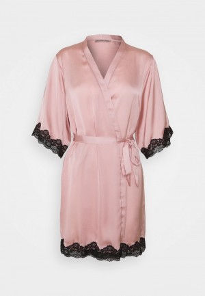 Anna Field Outlet Ariana Satin Kimono Klänning Gown Bathrobe Dam Rosa | SE-QODUAY286