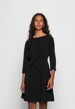 Anna Field Outlet Woven 3/4 Sleeve Belted Day Klänning Dam Svarta | SE-SJVIAG179