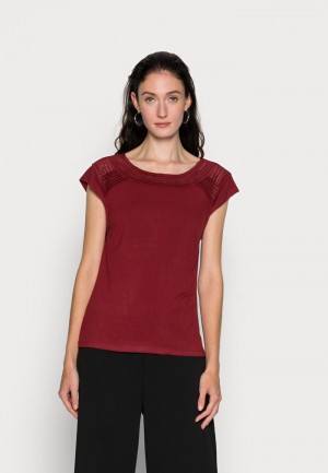 Anna Field Promo Basic T-Shirt Dam Mörkröda | SE-TWLYRM920