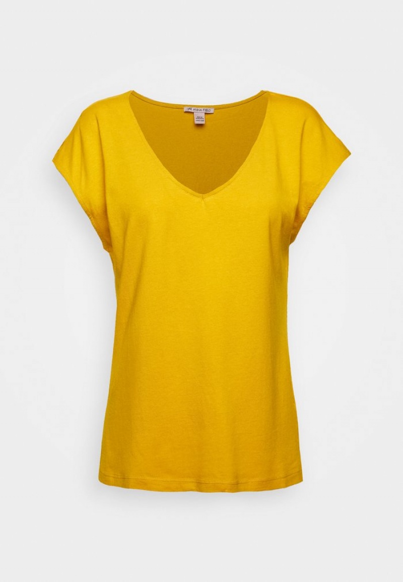 Anna Field Best Deal Basic T-Shirt Dam Mörkgula | SE-PVNOBW918