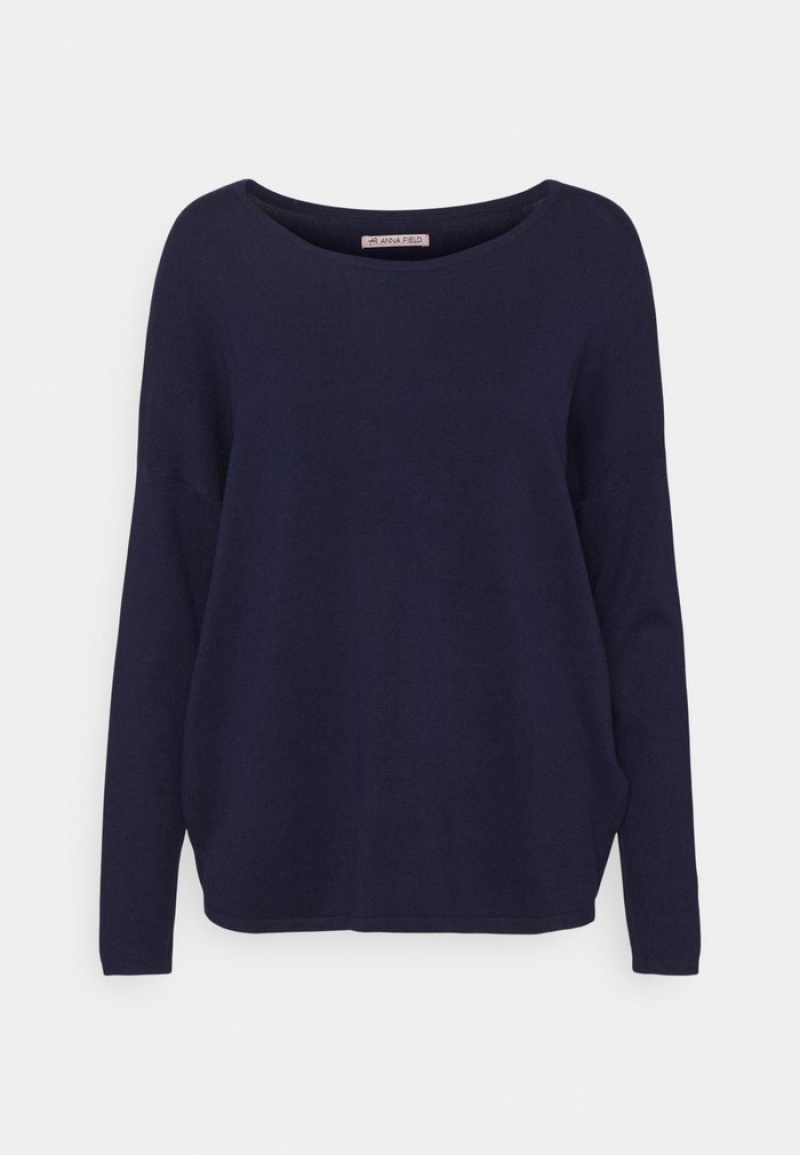 Anna Field Best Deal Relaxed Båt Neck Jumper Pullover Dam Mörkblå | SE-PYBKLD370