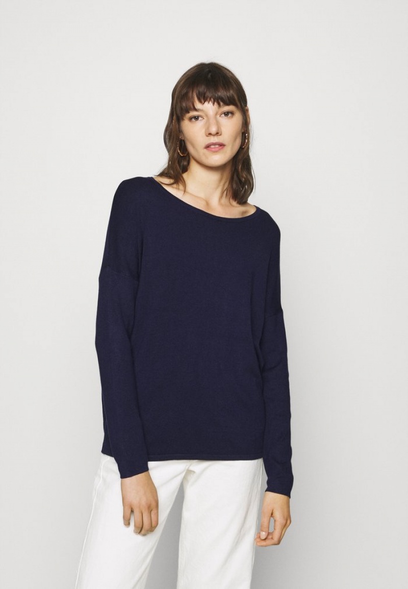 Anna Field Best Deal Relaxed Båt Neck Jumper Pullover Dam Mörkblå | SE-PYBKLD370