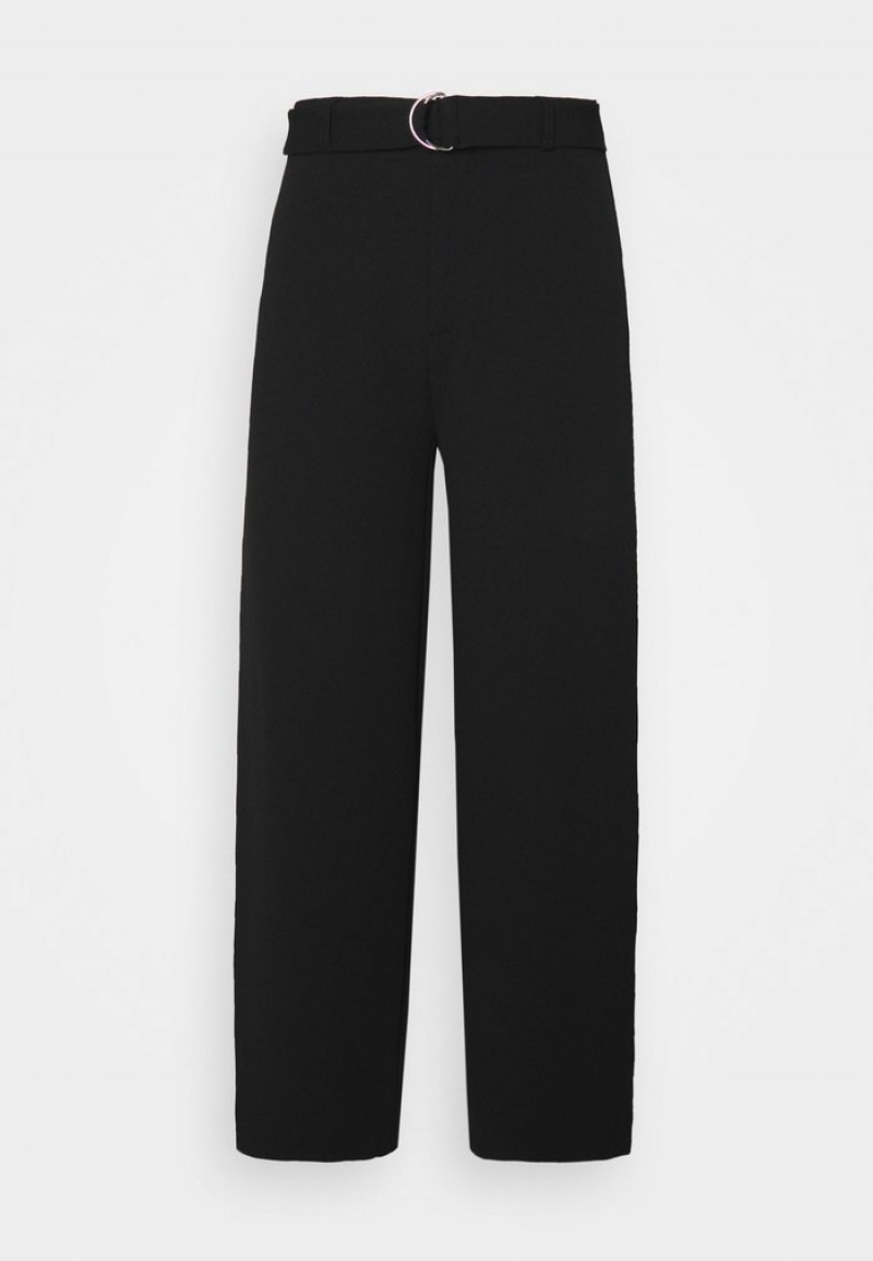 Anna Field Best Pirce Belted Flared Leg Pants Långbyxor Dam Svarta | SE-SRPDMH978