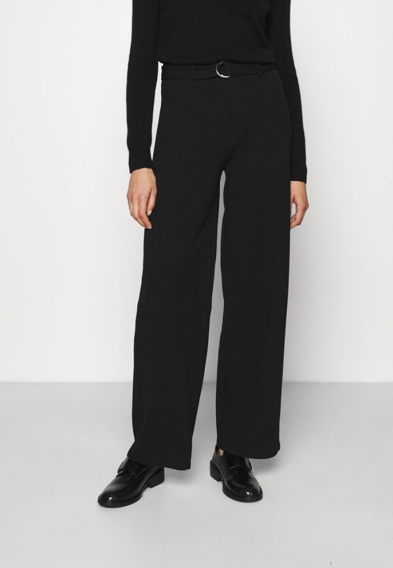 Anna Field Best Pirce Belted Flared Leg Pants Långbyxor Dam Svarta | SE-SRPDMH978