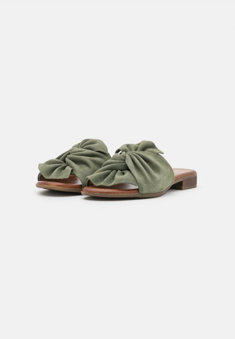 Anna Field Best Pirce Leather Mules Dam Gröna | SE-PSEYHZ965