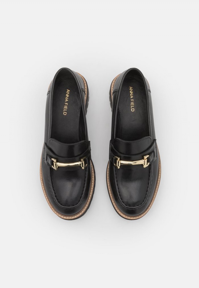 Anna Field Best Pirce Leather Slip-Ons Låga Skor Dam Svarta | SE-CUAVOQ239