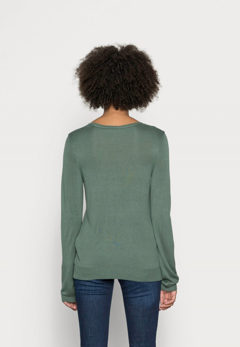 Anna Field Best Pirce Open V Neck Jumper Pullover Dam Gröna | SE-SHBAFL812