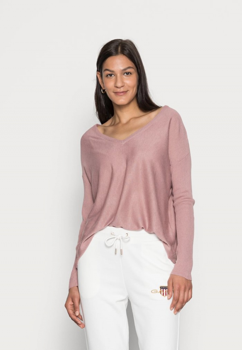 Anna Field Best Pirce Relaxed V-Neck Jumper Pullover Dam Lila | SE-CGIMVO072