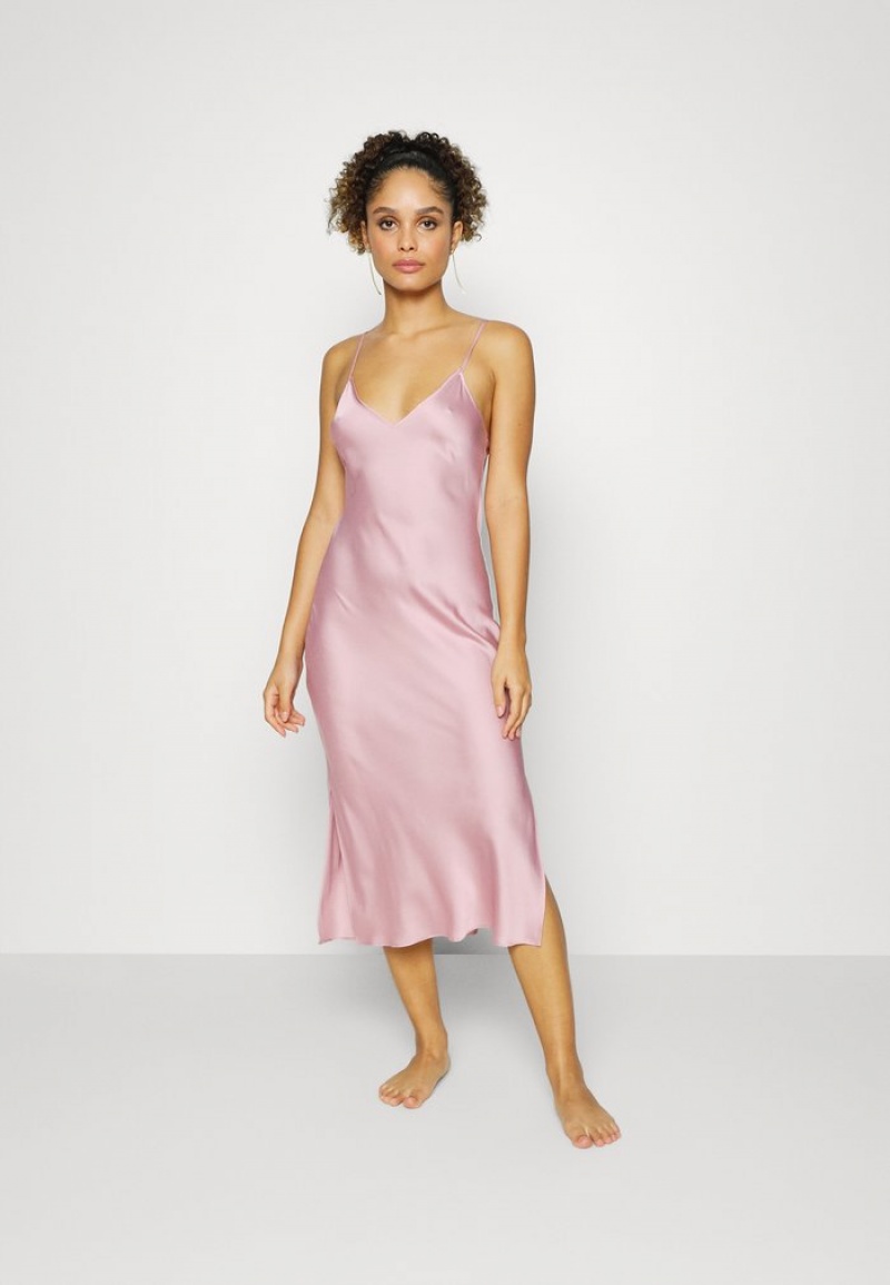 Anna Field Best Pirce Simple Satin Long Line Nightie Nattlinne Dam Rosa | SE-KGVHBI471