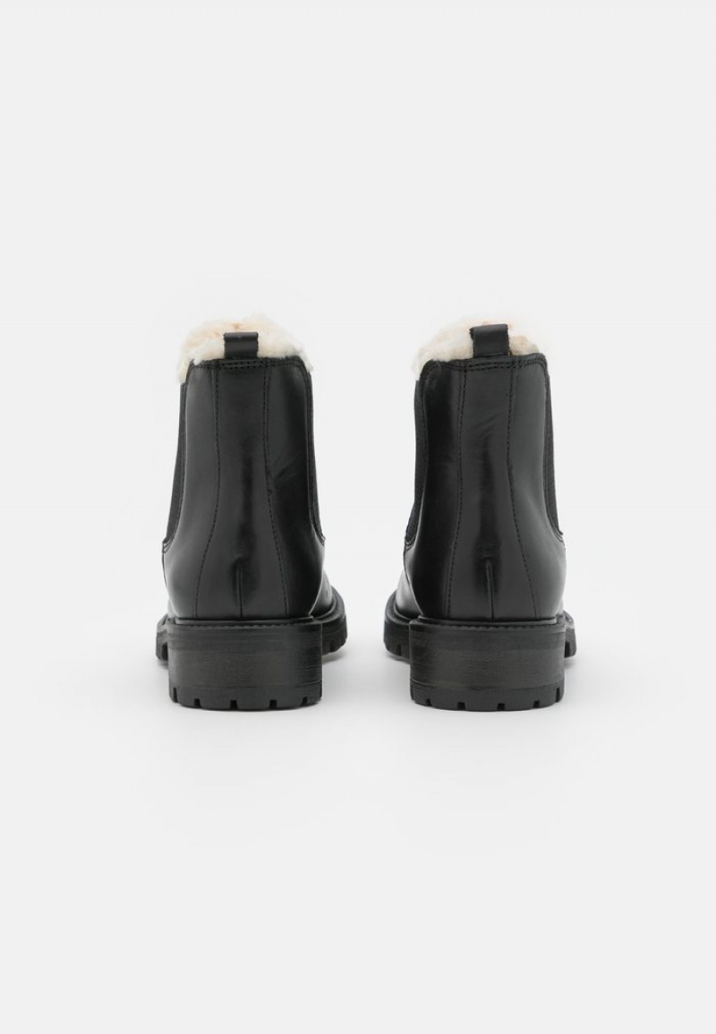 Anna Field Best Pirce Vinter Booties Leather Klassiska Vinterkängor Dam Svarta | SE-ZAGVBU769