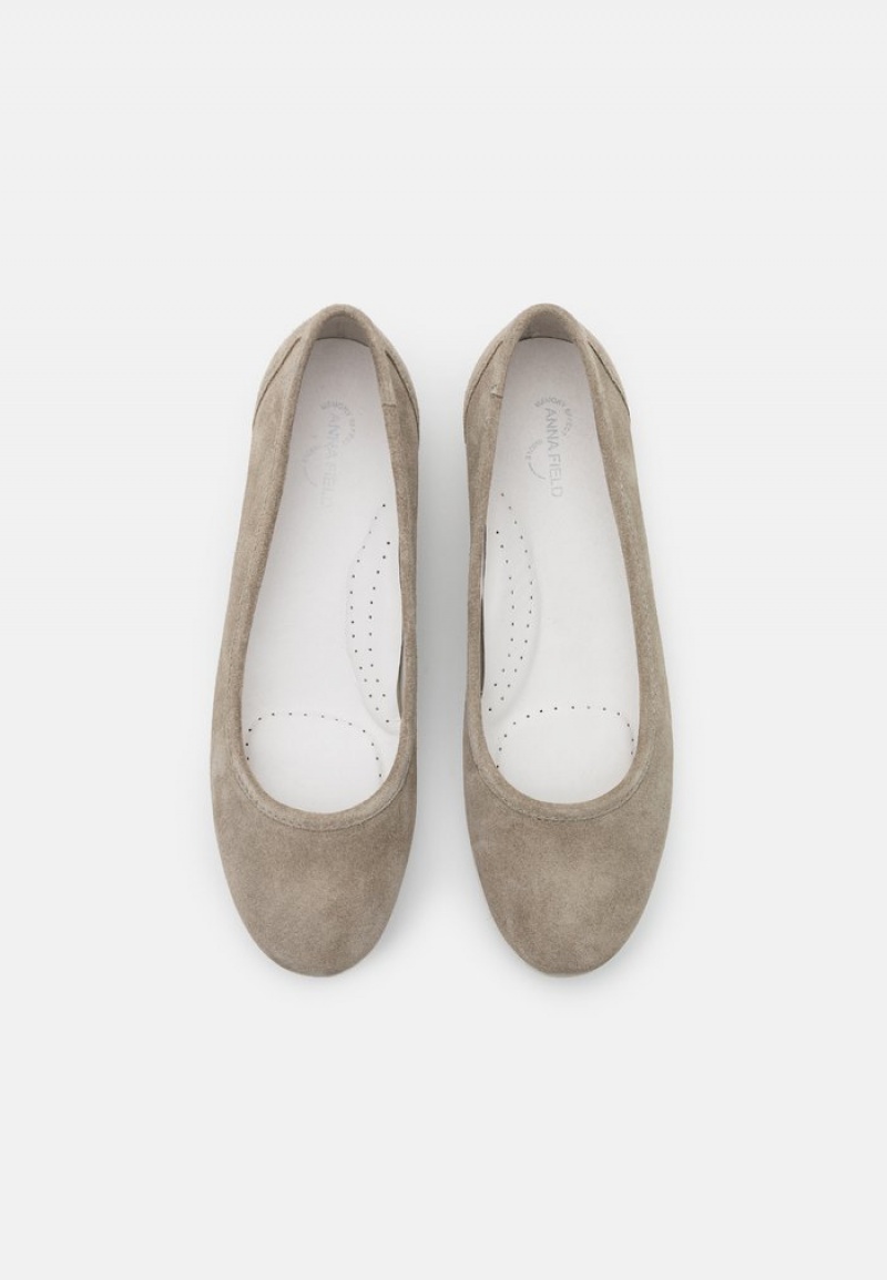 Anna Field Best Reviews Of Leather Bekvämlighet Ballet Pumps Ballerina Dam Grå | SE-NGMKSB876