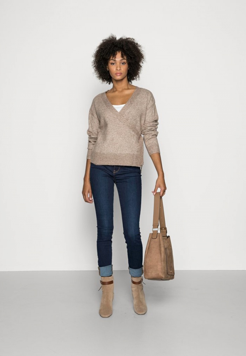 Anna Field Best Reviews Of Loose Fit Wrap Jumper Pullover Dam Grå Bruna | SE-PVHXOU684