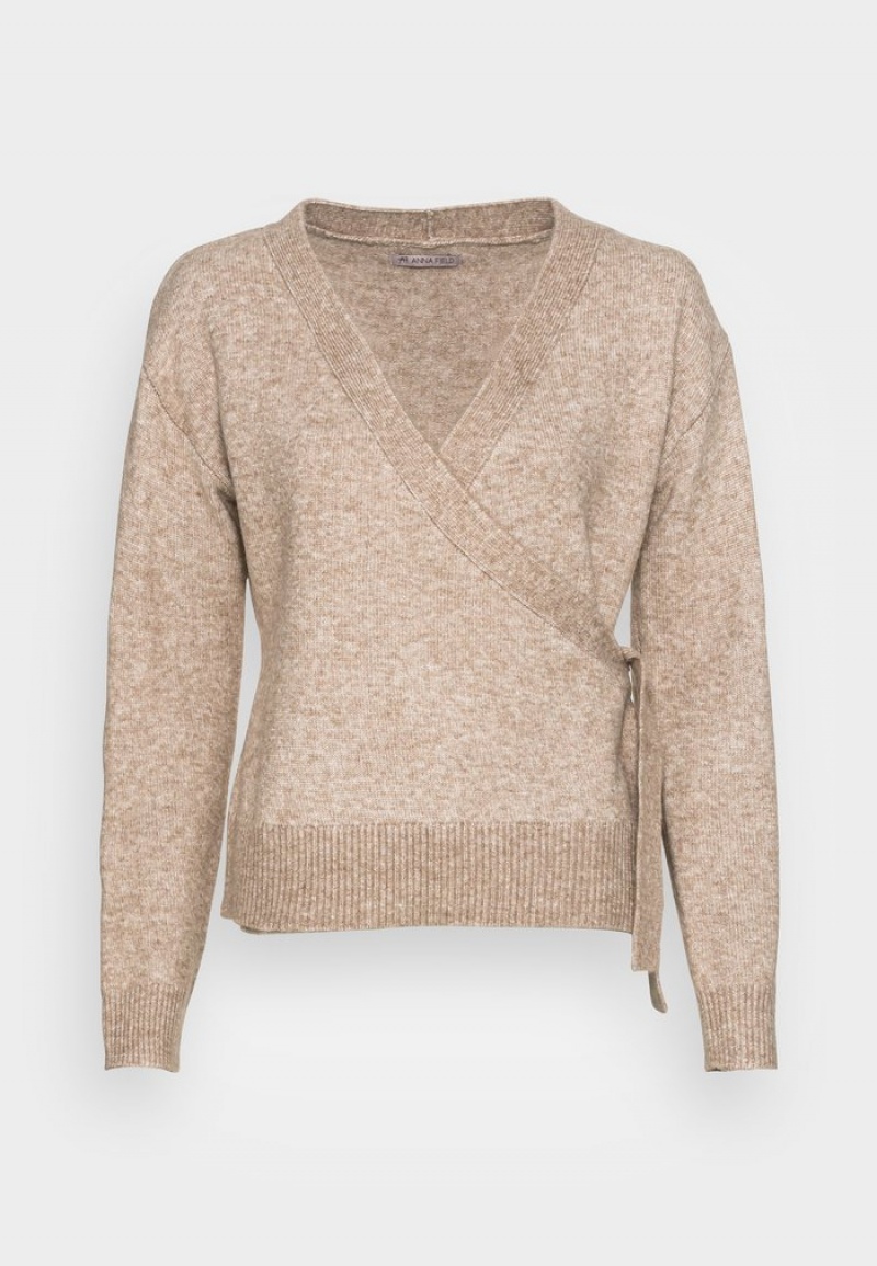 Anna Field Best Reviews Of Loose Fit Wrap Jumper Pullover Dam Grå Bruna | SE-PVHXOU684