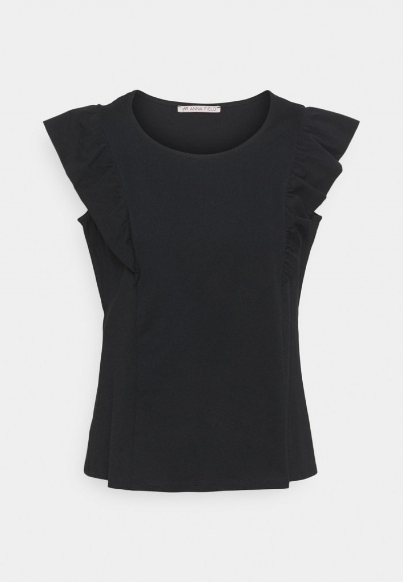 Anna Field Best Sale Basic T-Shirt Dam Svarta | SE-HPEIGC492