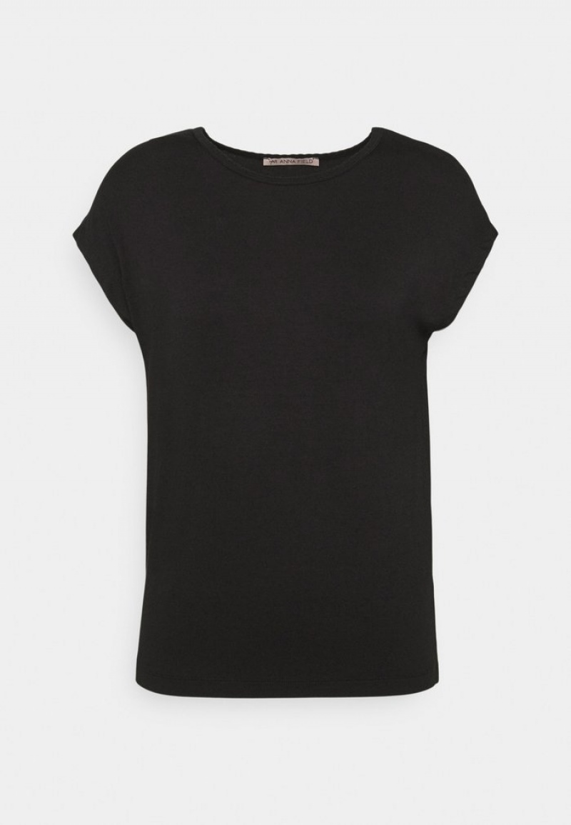 Anna Field Best Sale Basic T-Shirt Dam Svarta | SE-GIMWYK279