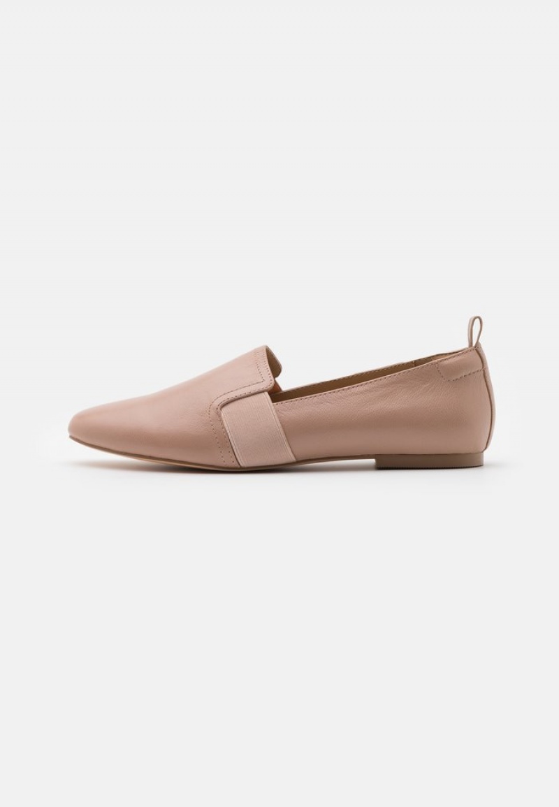 Anna Field Best Sale Bekvämlighet Leather Slip-Ons Låga Skor Dam Beige | SE-IDJPLY014