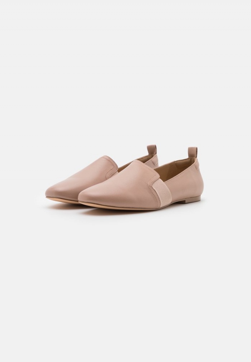 Anna Field Best Sale Bekvämlighet Leather Slip-Ons Låga Skor Dam Beige | SE-IDJPLY014