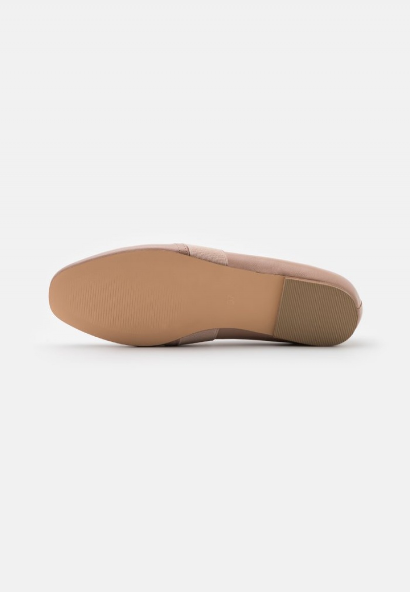 Anna Field Best Sale Bekvämlighet Leather Slip-Ons Låga Skor Dam Beige | SE-IDJPLY014