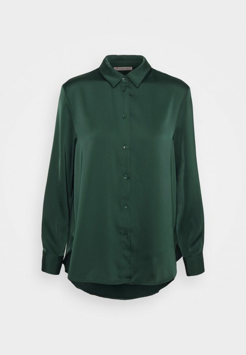 Anna Field Best Sale Button-Down Blus Dam Gröna | SE-IWJMEG076