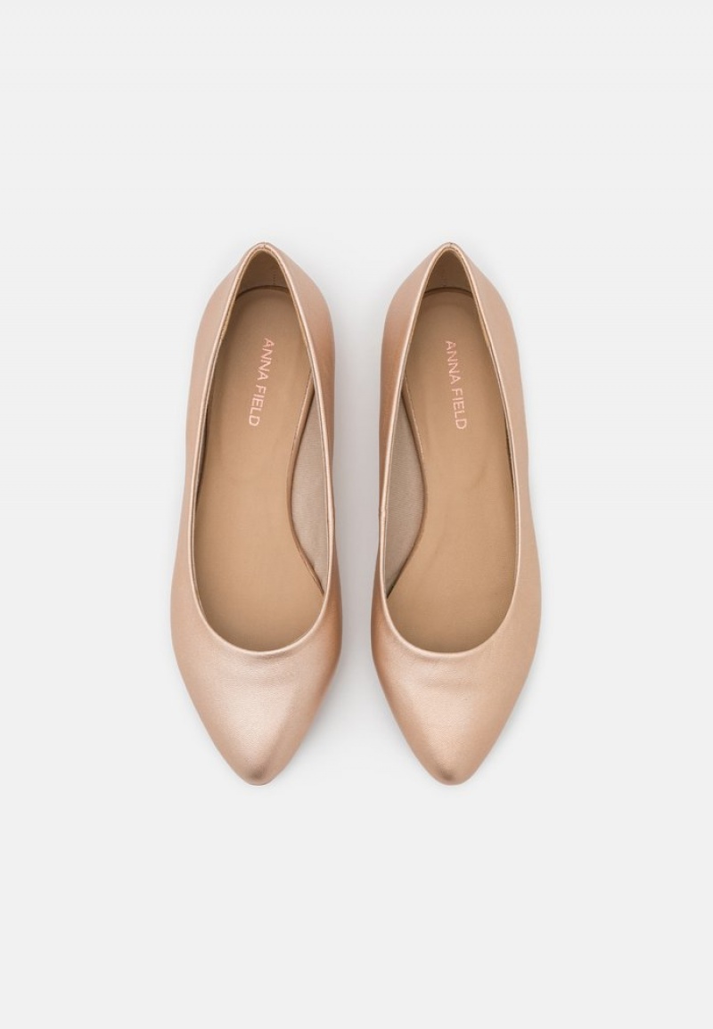 Anna Field Best Sale Leather Ballet Pumps Ballerina Dam Rosa Guld | SE-ZXHOWJ527