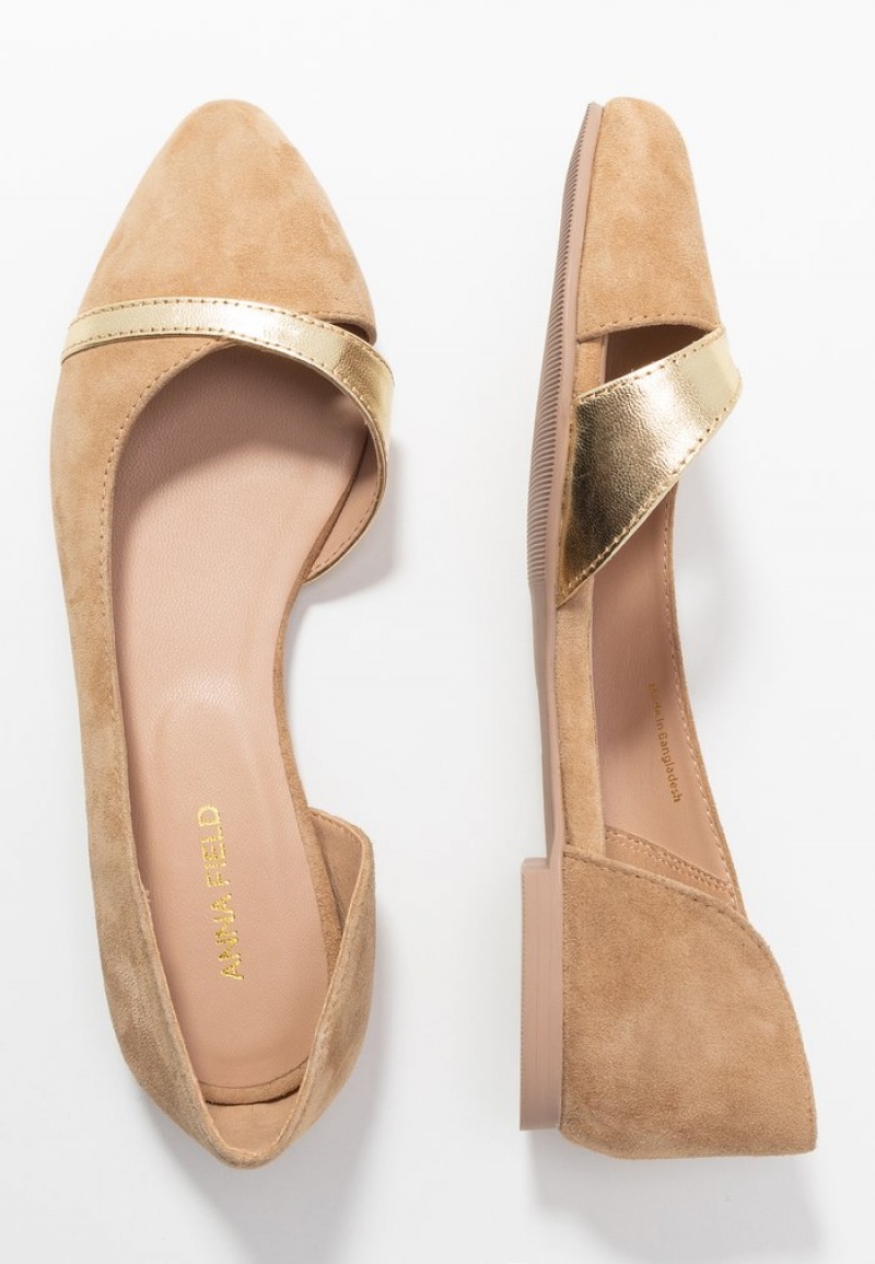 Anna Field Best Sale Leather Ballet Pumps Ballerina Dam Beige | SE-JHIYAW138