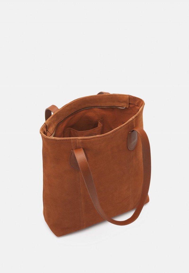 Anna Field Best Sale Leather Toteväska Dam Bruna | SE-JYQUBZ463