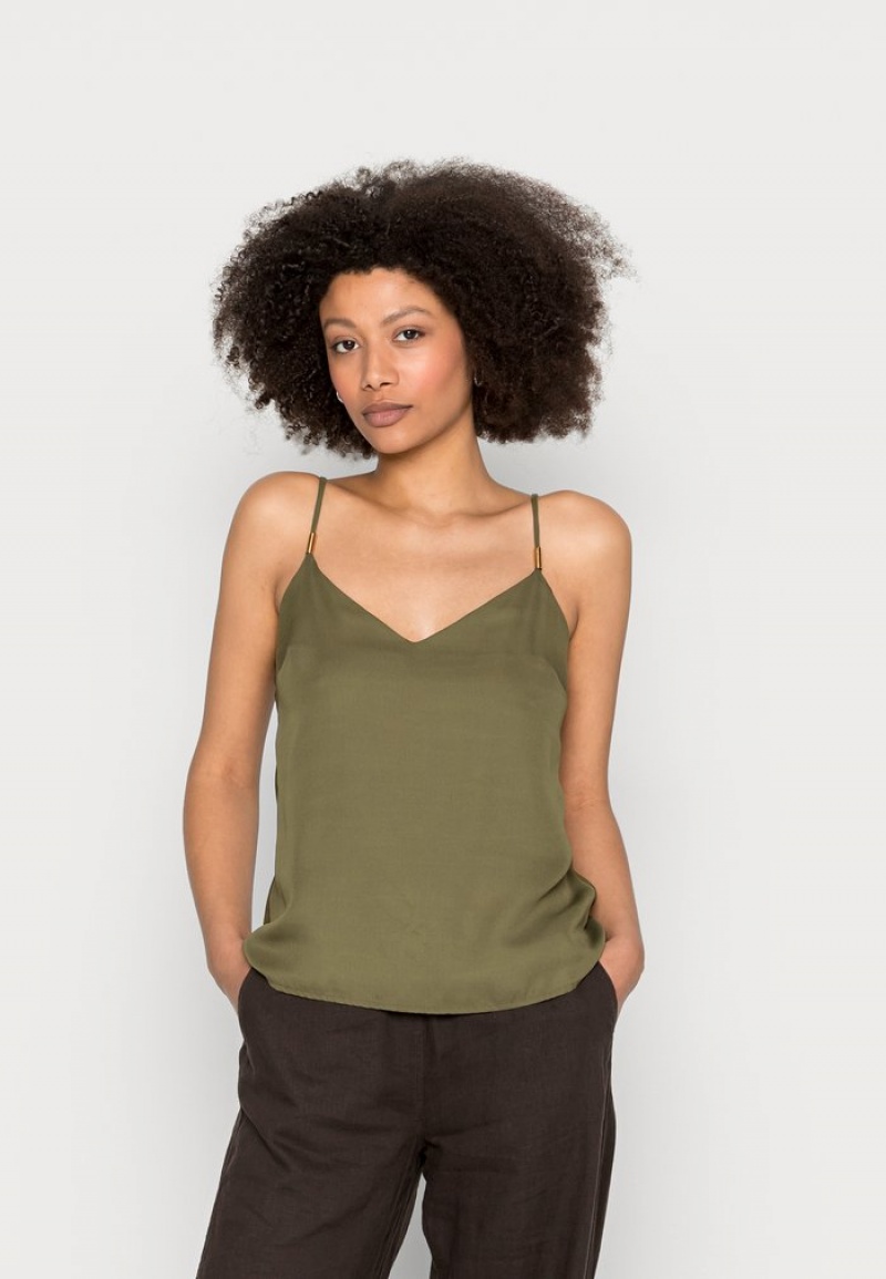 Anna Field Best Sale Top T-Shirt Dam Khaki | SE-SIPBRA478