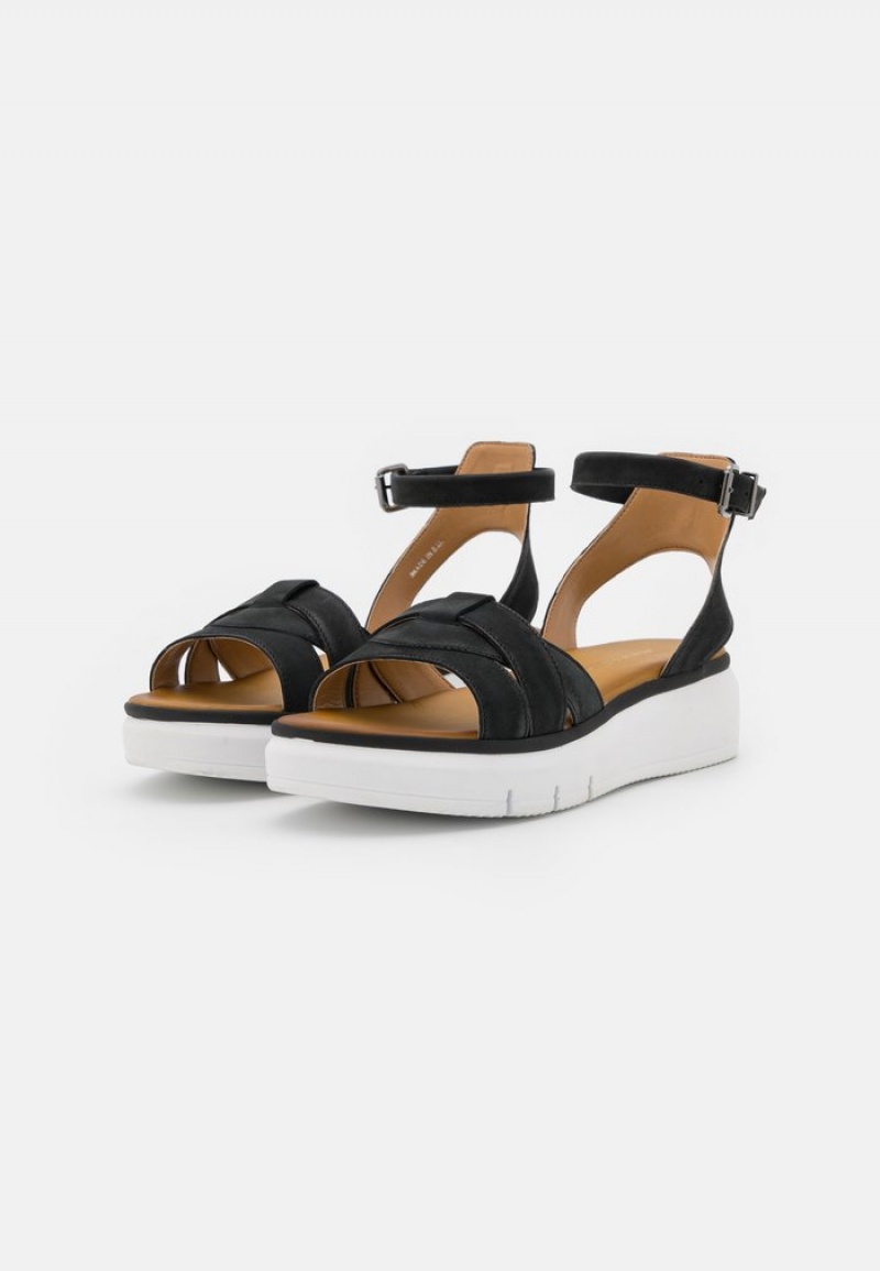 Anna Field Brand New Bekvämlighet Leather Platform Sandaler Dam Svarta | SE-LRBAYD248