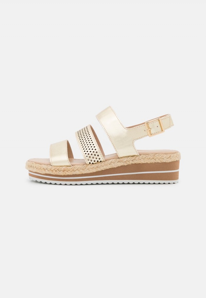 Anna Field Brand New Leather Espadrilles Sandaler Dam Guld | SE-JYVAMC130