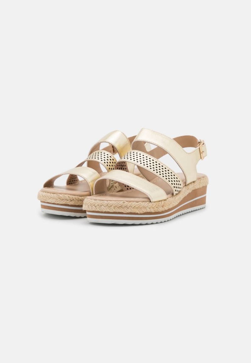 Anna Field Brand New Leather Espadrilles Sandaler Dam Guld | SE-JYVAMC130