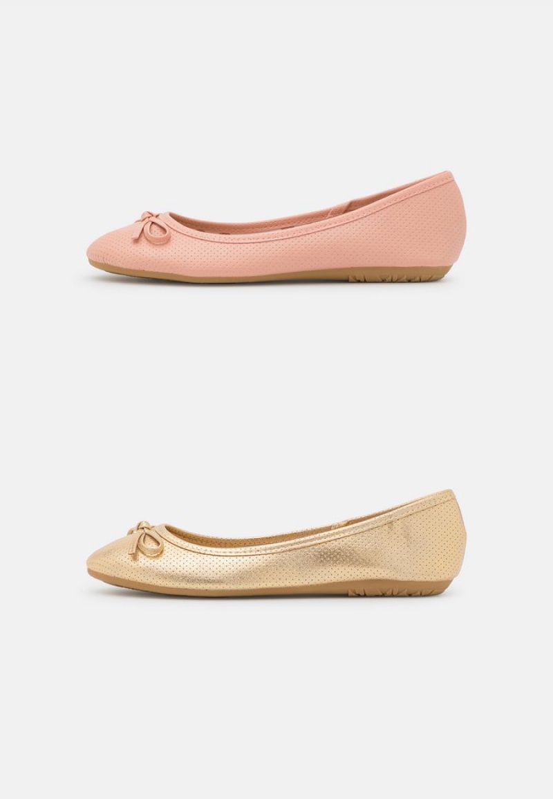 Anna Field Budget 2 Pack Ballet Pumps Ballerina Dam Guld | SE-FVKGUT041