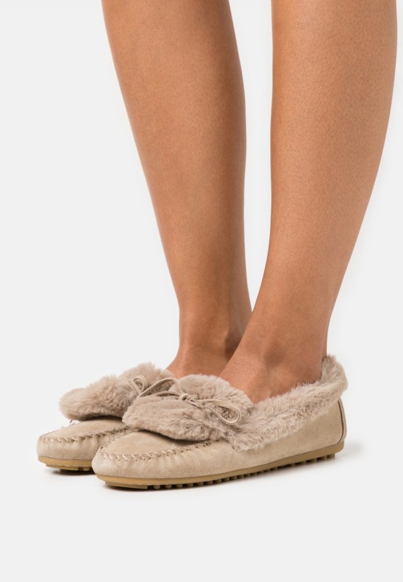 Anna Field Budget Bekvämlighet Leather Slippers Låga Skor Dam Beige | SE-OMGDUY158