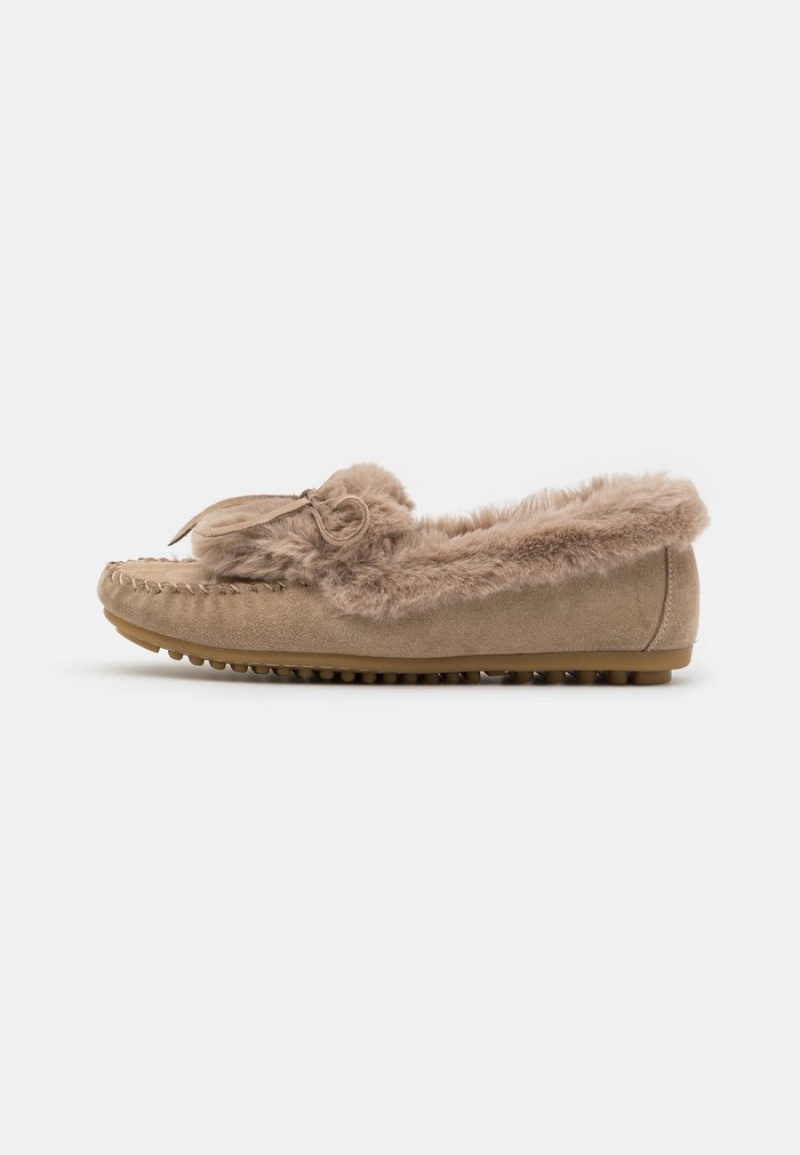 Anna Field Budget Bekvämlighet Leather Slippers Låga Skor Dam Beige | SE-OMGDUY158