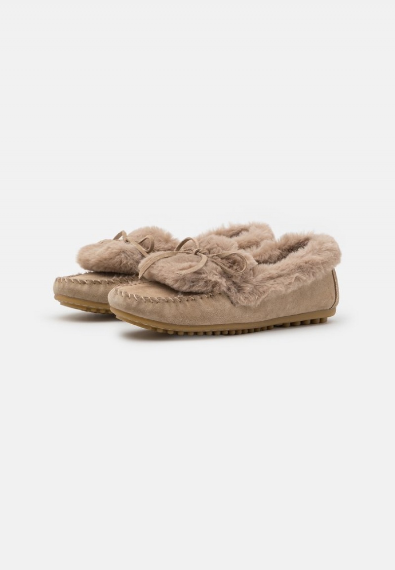 Anna Field Budget Bekvämlighet Leather Slippers Låga Skor Dam Beige | SE-OMGDUY158