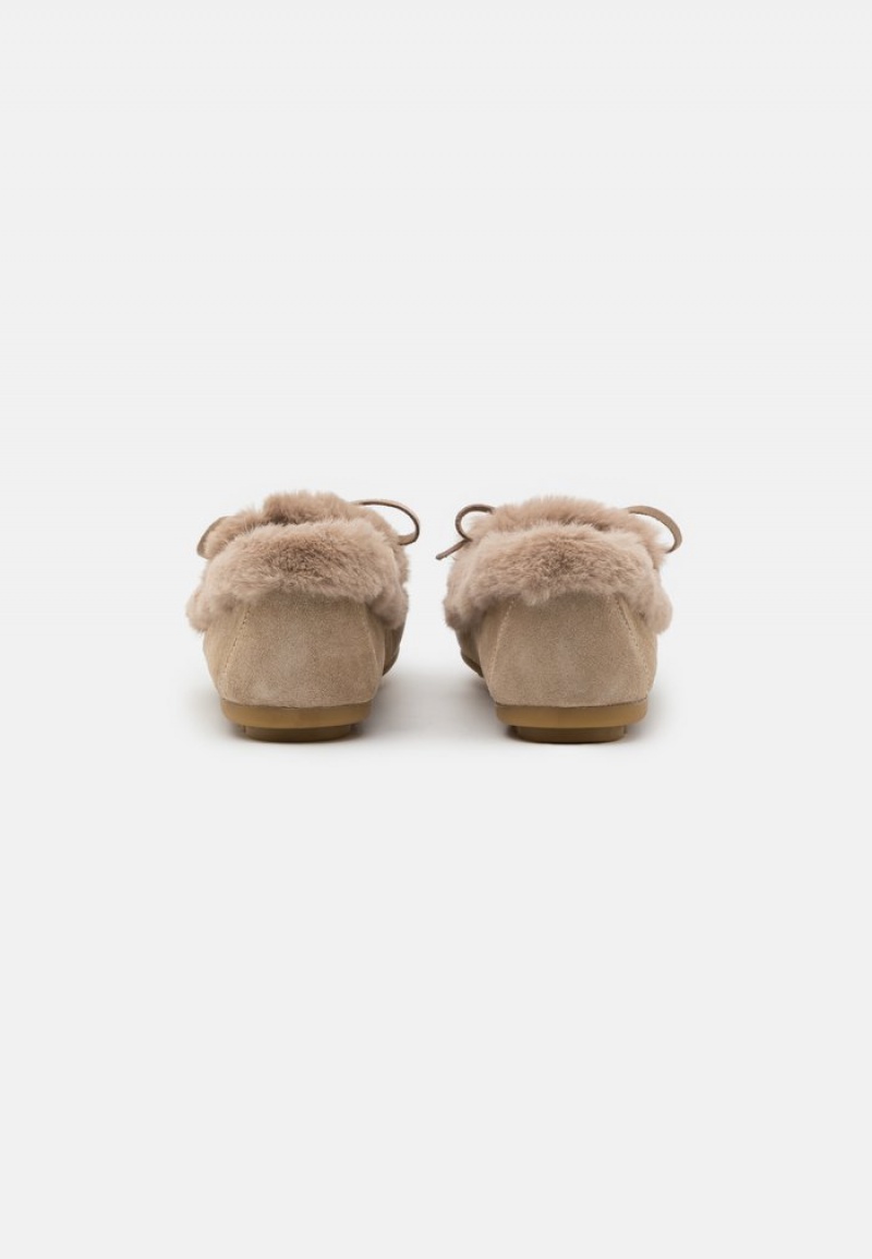 Anna Field Budget Bekvämlighet Leather Slippers Låga Skor Dam Beige | SE-OMGDUY158