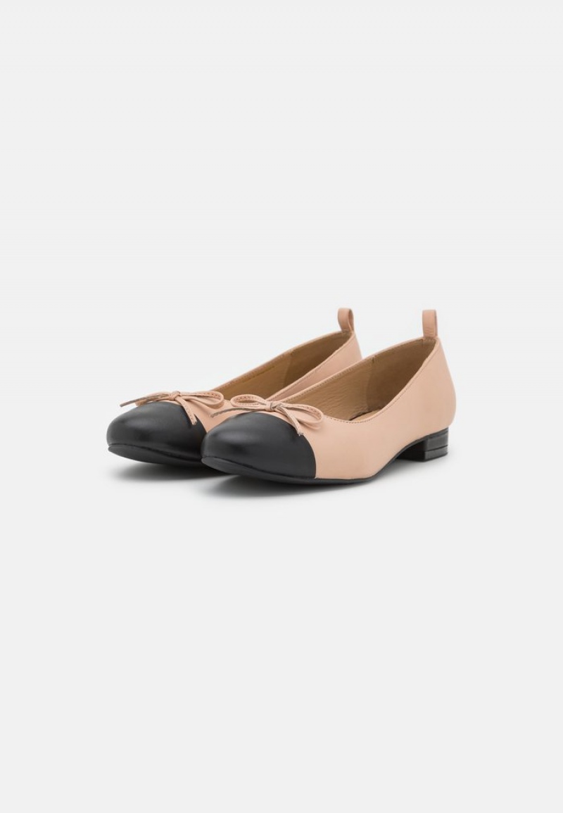 Anna Field Budget Leather Ballet Pumps Ballerina Dam Beige | SE-VLJGSU684