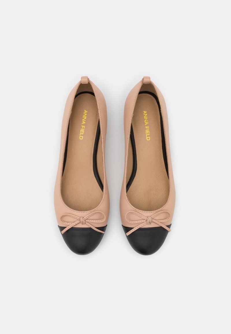 Anna Field Budget Leather Ballet Pumps Ballerina Dam Beige | SE-VLJGSU684