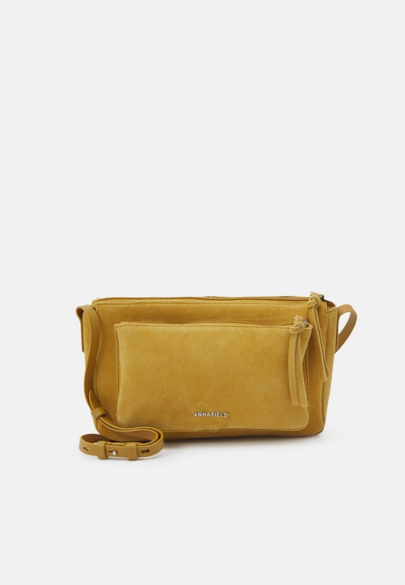 Anna Field Budget Leather Cross Body Väskor Dam Senapsgult Gula | SE-AVQMPX319