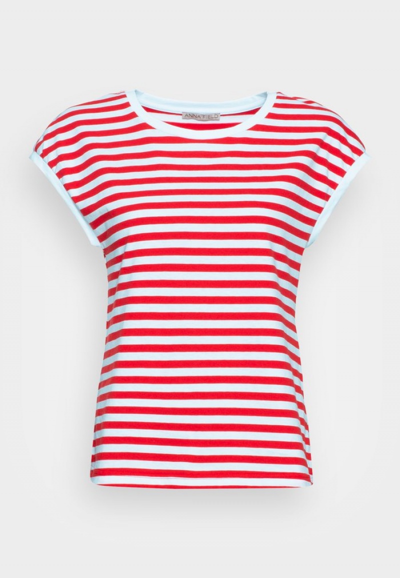 Anna Field Budget Print T-Shirt Dam Röda | SE-PUVDIJ349