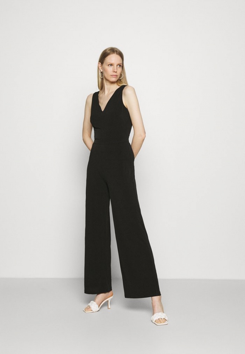 Anna Field Budget Punto Breda Leg Deep V Ärmlös Occasion Jumpsuit Dam Svarta | SE-SWQOTA832