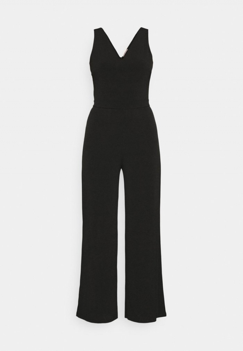 Anna Field Budget Punto Breda Leg Deep V Ärmlös Occasion Jumpsuit Dam Svarta | SE-SWQOTA832