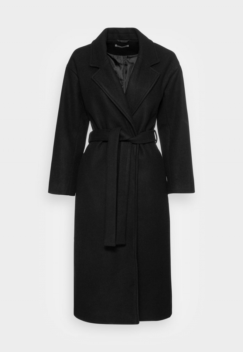 Anna Field Buy Belted Coat Klassiska Kappa Dam Svarta | SE-VFKMRE902